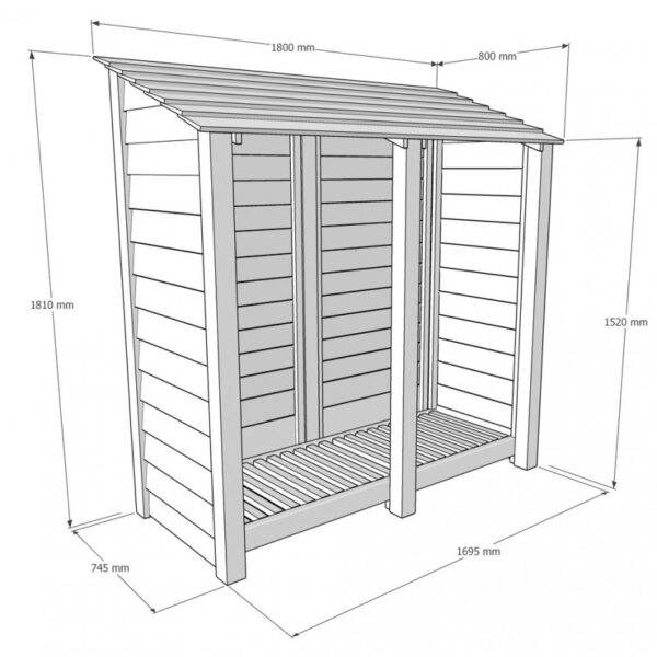 Hambleton Log Store - 6ft Dimensions