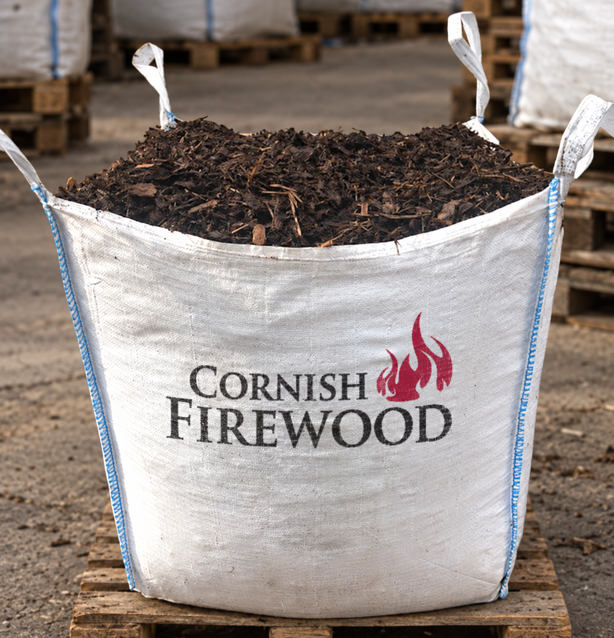 Ornamental bark in a Cornish Firewood branded bulk bag